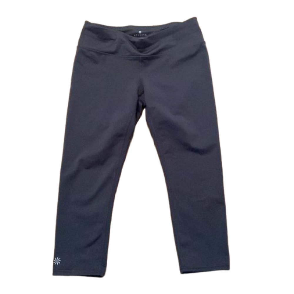 Athleta Cropped Leggings Back Zipper Pocket Dark Gray Small